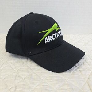 Vintage Arctic Cat SnapBack Hat Cap Black Green Snowmobile Racing